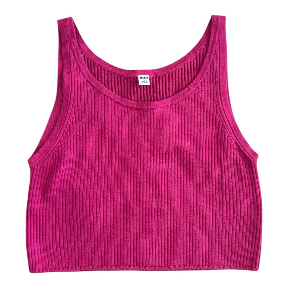 Uniqlo Knit Crop Pink Tank Size Small
